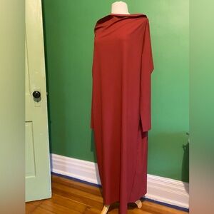 M2057 Maria Pinto burgundy red maxi scuba loose draped dress XL